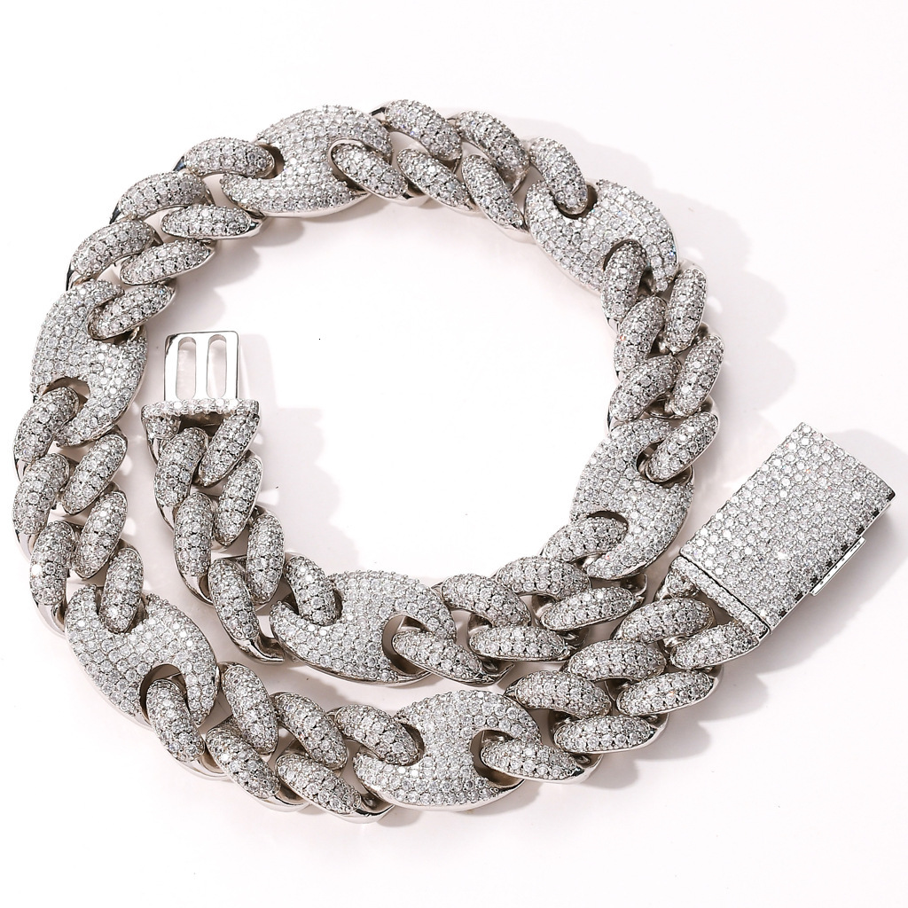 20mm Pig Nose Miami Clasp Cuban Chain Fully Iced Luxury Men Hiphop Necklace Pass the diamond tester