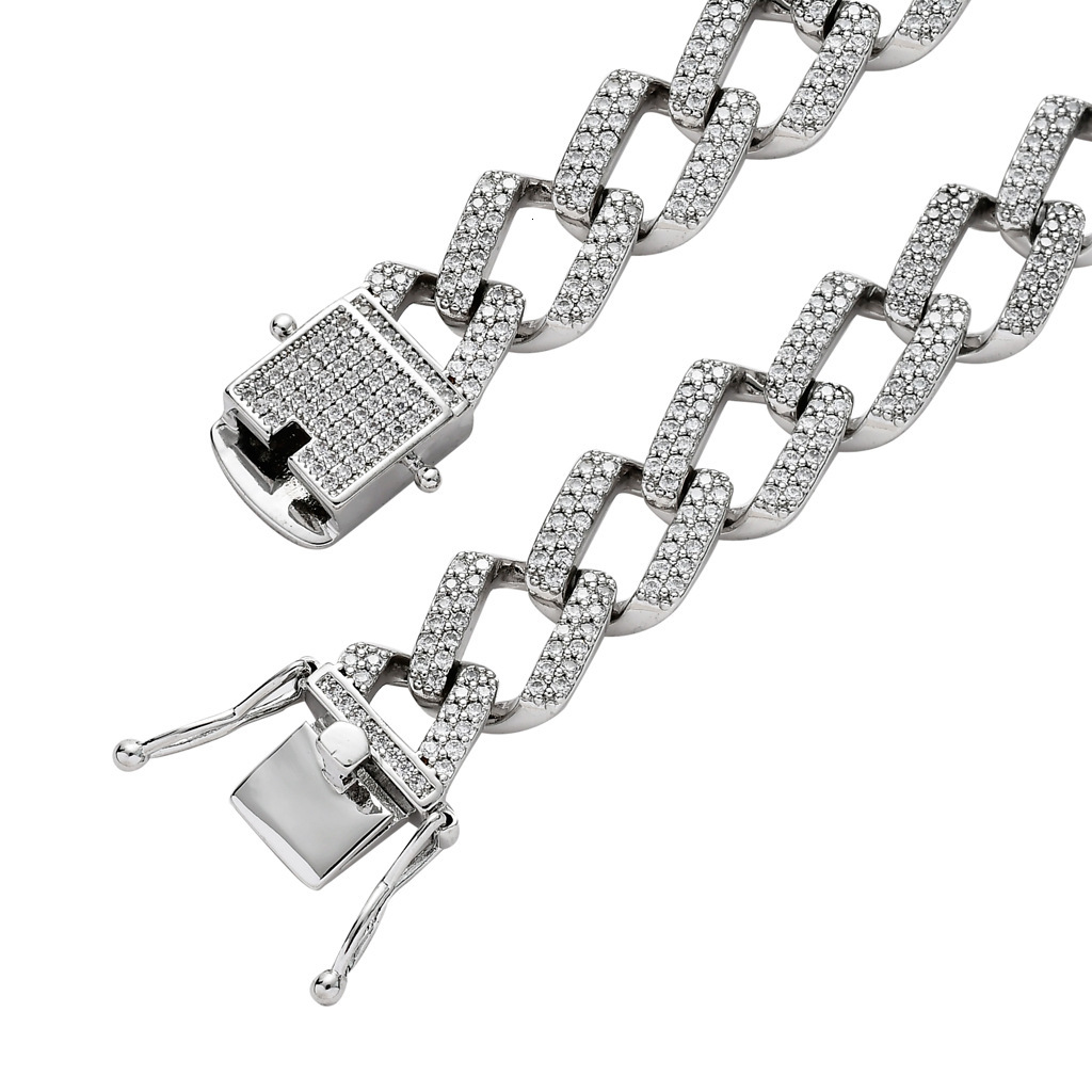 Bar Rhombus Miami Cuban Chain 14mm Fully Iced Moissanite Men Hiphop Luxury Necklace Pass the diamond tester