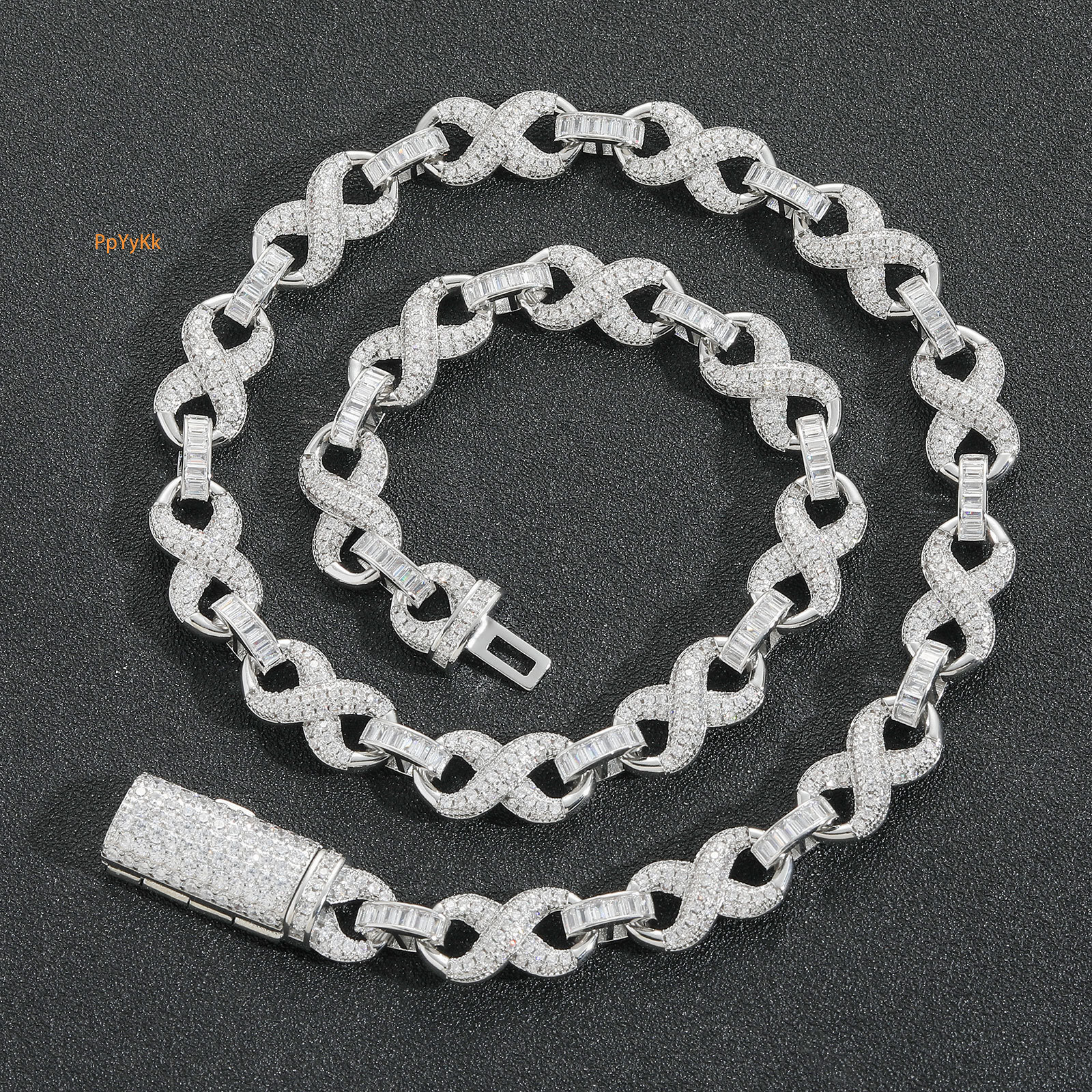 Luxury Jewelry New Moissanite Hip Hop 10mm Wide Infinity 8 Chain Unique Cuban Link Unisex Niche Iced Out Bone Chain Pass the diamond tester