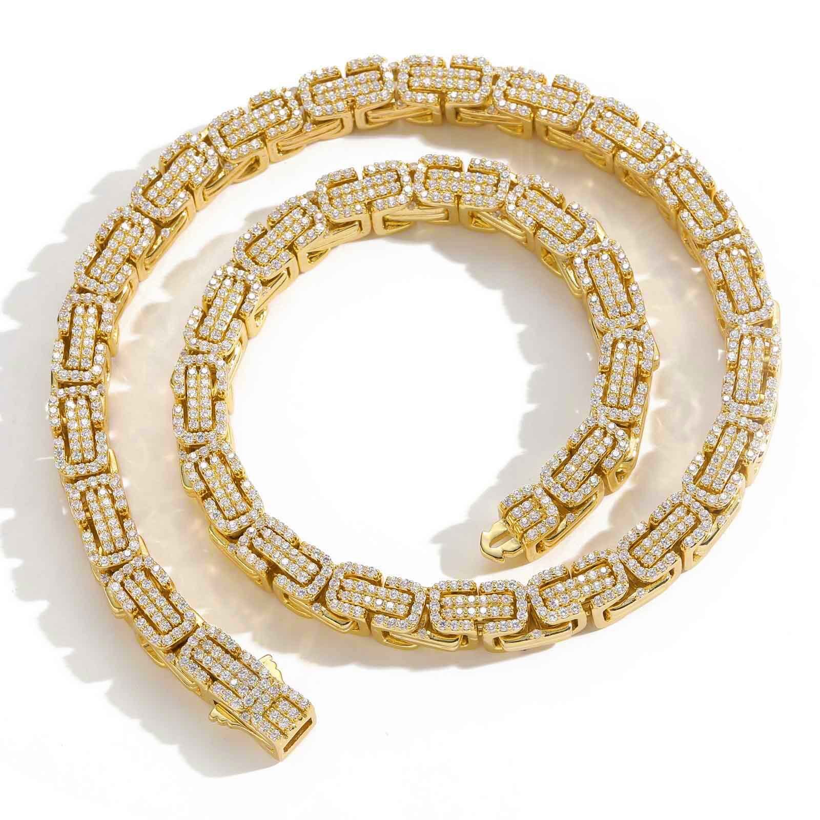Hip Hop Byzantine Necklace Iced Out 3D Chain Men Trendy Niche Moissanite Fashion Accessory Pass the diamond tester