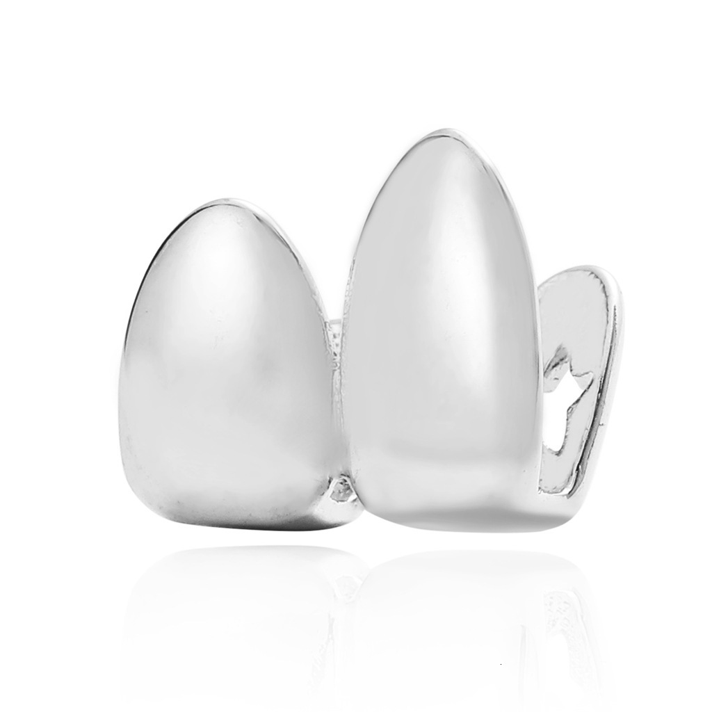 18K Gold Plated 2 Tooth Pointed Fangs Hip Hop Grillz - High Quality Halloween Statement Rapper Costume Accessories