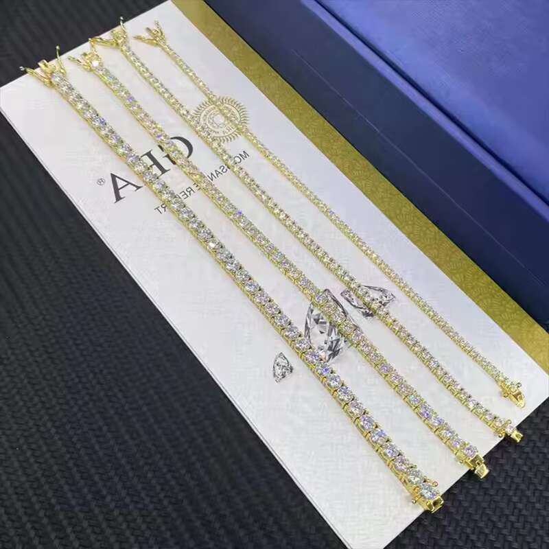 Hot VVS Moissanite Hip Hop Bracelet Via Diamond Tester 3mm 4mm 5mm Moissanite Tennis Bracelet