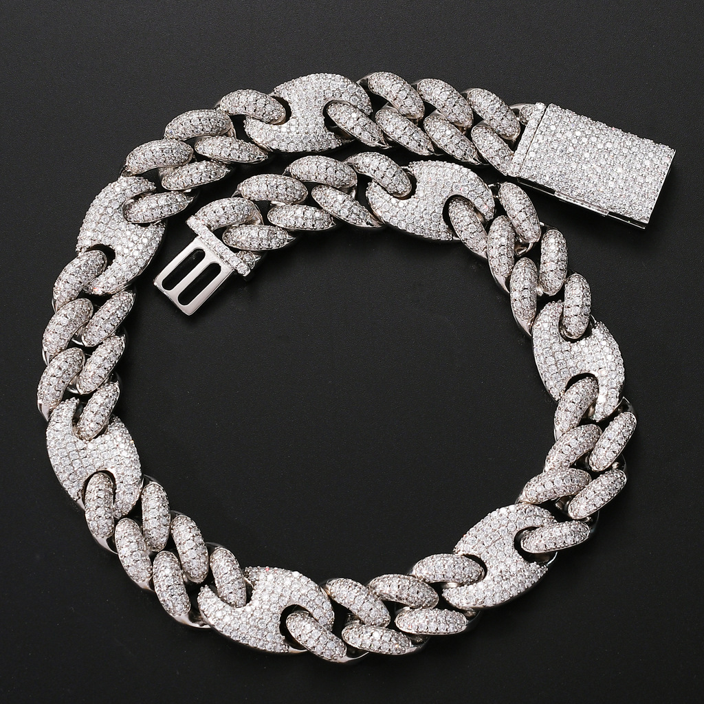 20mm Pig Nose Miami Clasp Cuban Chain Fully Iced Luxury Men Hiphop Necklace Pass the diamond tester