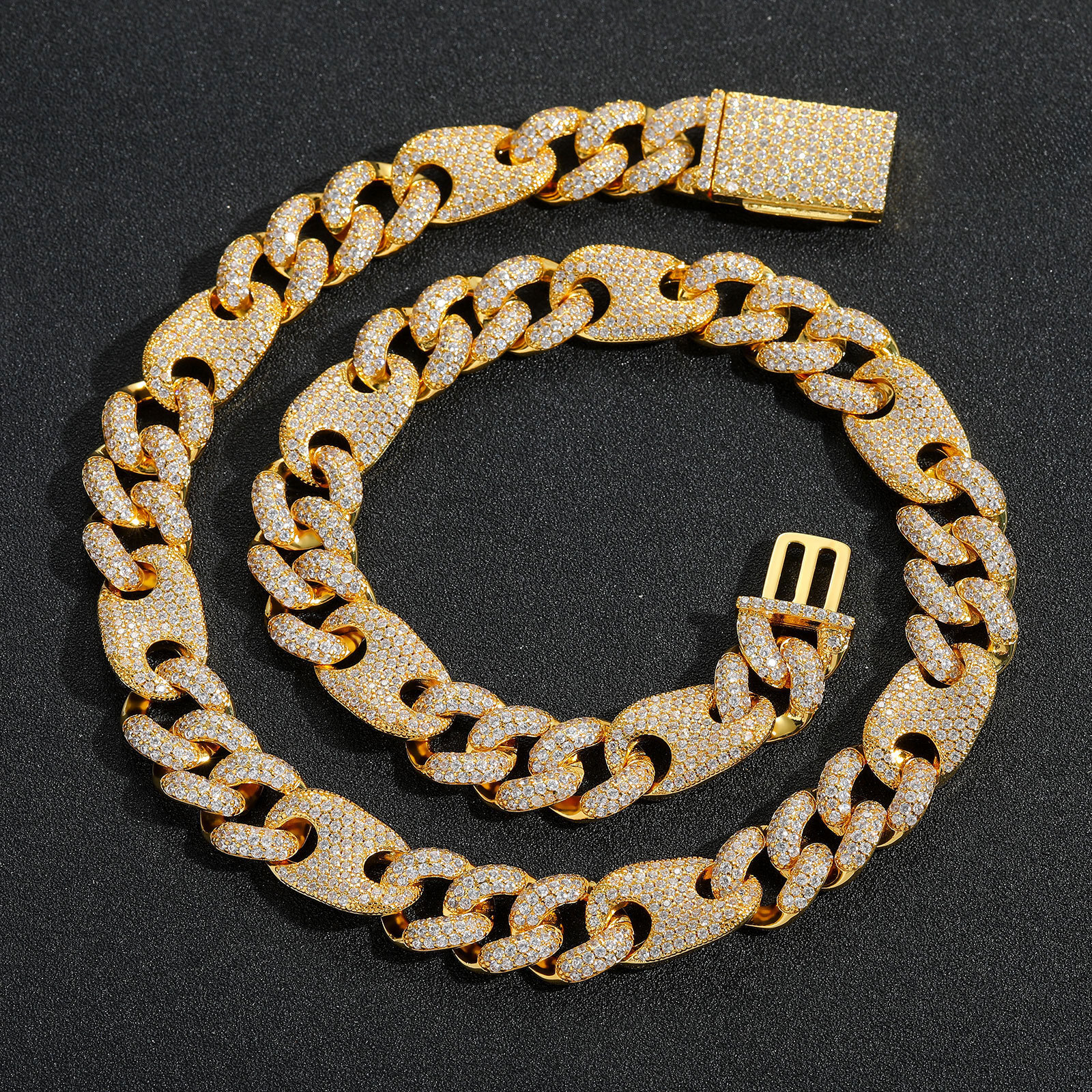 Hip Hop Moissanite Necklace 15MM Luxury Bubble Cuban Link Chain Trendy Men's Iced Out Premium Quality Accessory Pass the diamond tester