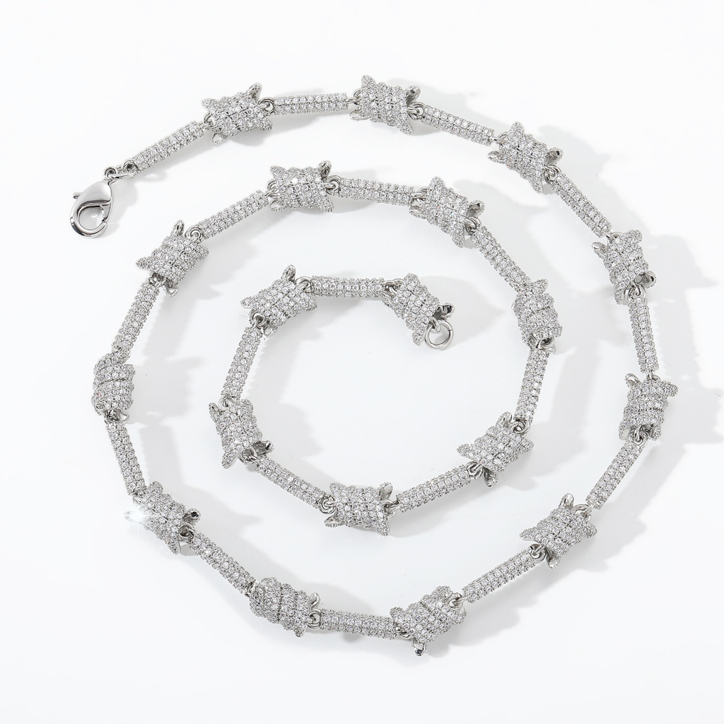 Luxury Jewelry Wire Chain Trendy Cuban Chain Double-Sided Full Iced Moissanite Necklace Unisex Hip Hop Accessory Pass the diamond tester