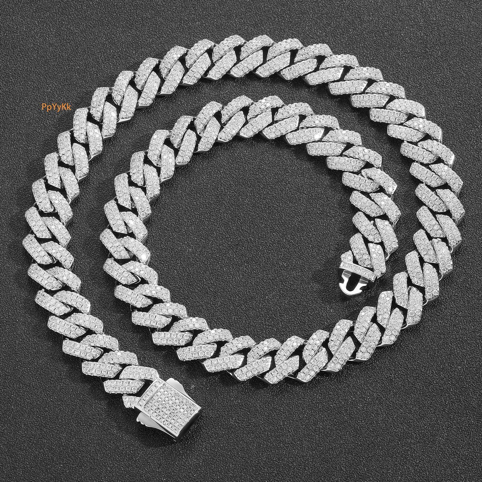 Hip Hop Bar Cuban with Spring Clasp Luxury VVS Moissanite 13MM Diamond Cut Cuban Link Chain Hip Hop Necklace Premium Quality Pass the diamond tester