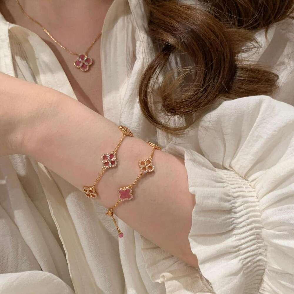 designer Link Chain Adjustable Clover Bracelet Rose Gold Color Ladies Double Layer Women Jewelry Free ShipmentLink