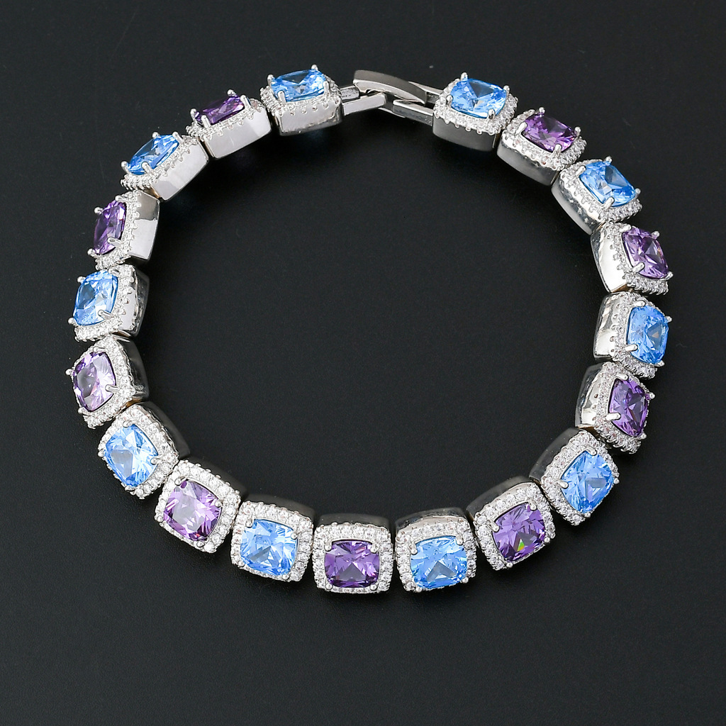 10MM Square Colorful Iced Out VVS Moissanite Icy Sugar Chain Men's Real Gold Plated Bling Chain Hip Hop Necklace Pass the diamond tester