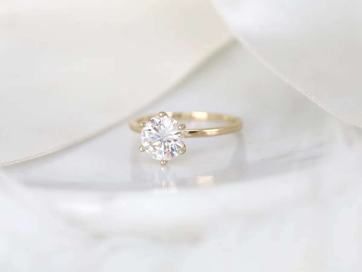 Mind Blowing Natural Moissanite Women Special Ring With 14k Solid Yellow Gold Spicily Made for Women and Bride Girl Special Gift