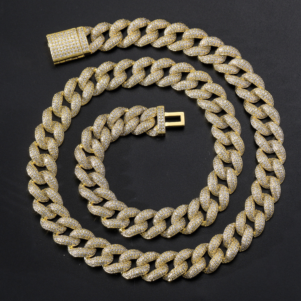 New Hip Hop 12mm Bubble Chain Heavy Iced Out Cuban Chain VVS Moissanite Bling Bling Necklace Pass the diamond tester
