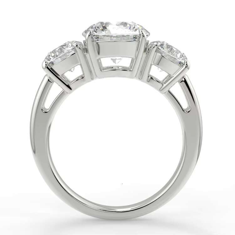 14K Solid Gold Moissanite 3 Stones Wedding Ring Rose Gold Girls Rings Jewelry Luxury Diamond Rings