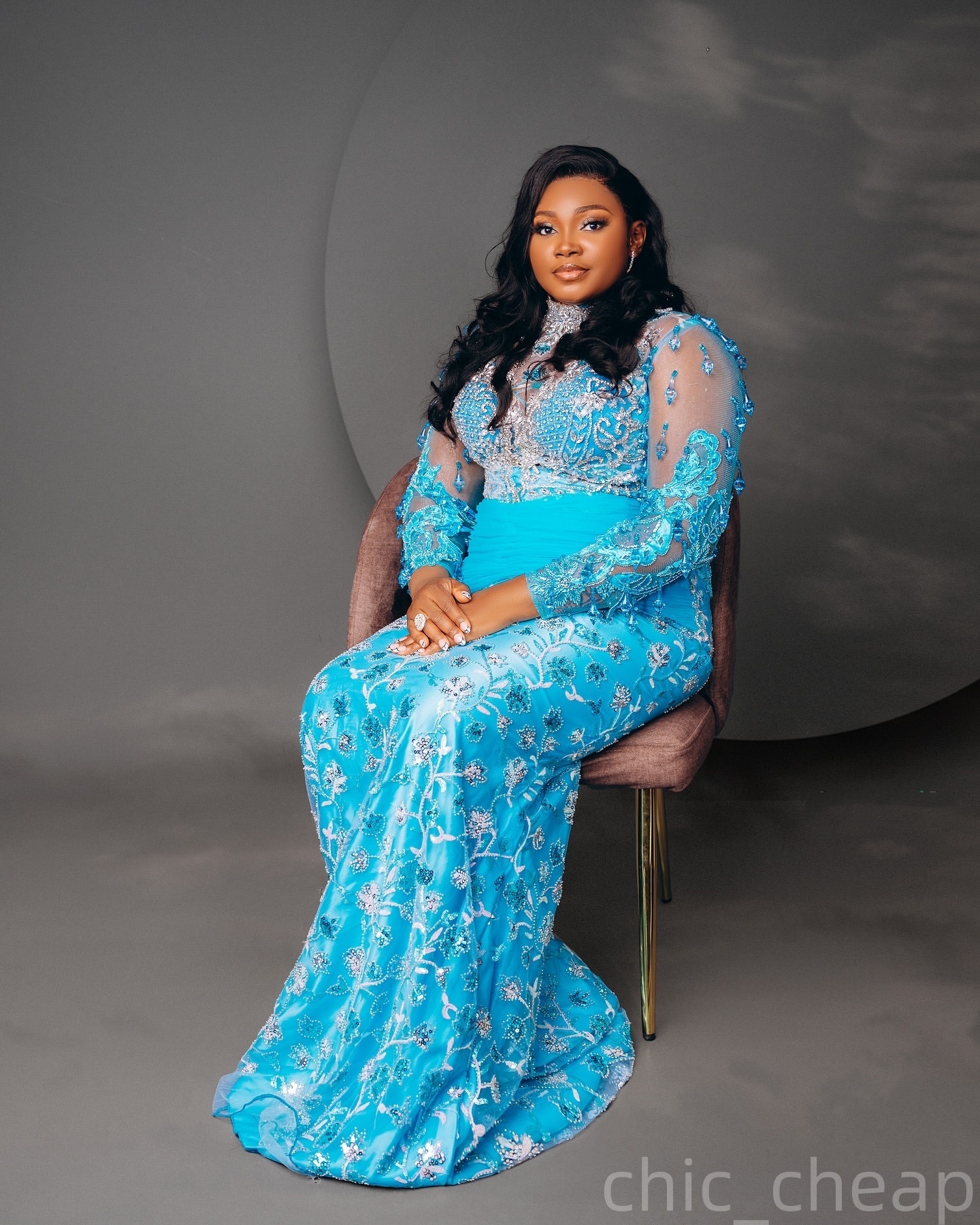 Sky Blue Mermaid Prom Dresses 2025 Rhinestones Lace Floral Lace Evening Formal Party Second Birthday Engagement Gowns Plus Size Dress For Special Occa
