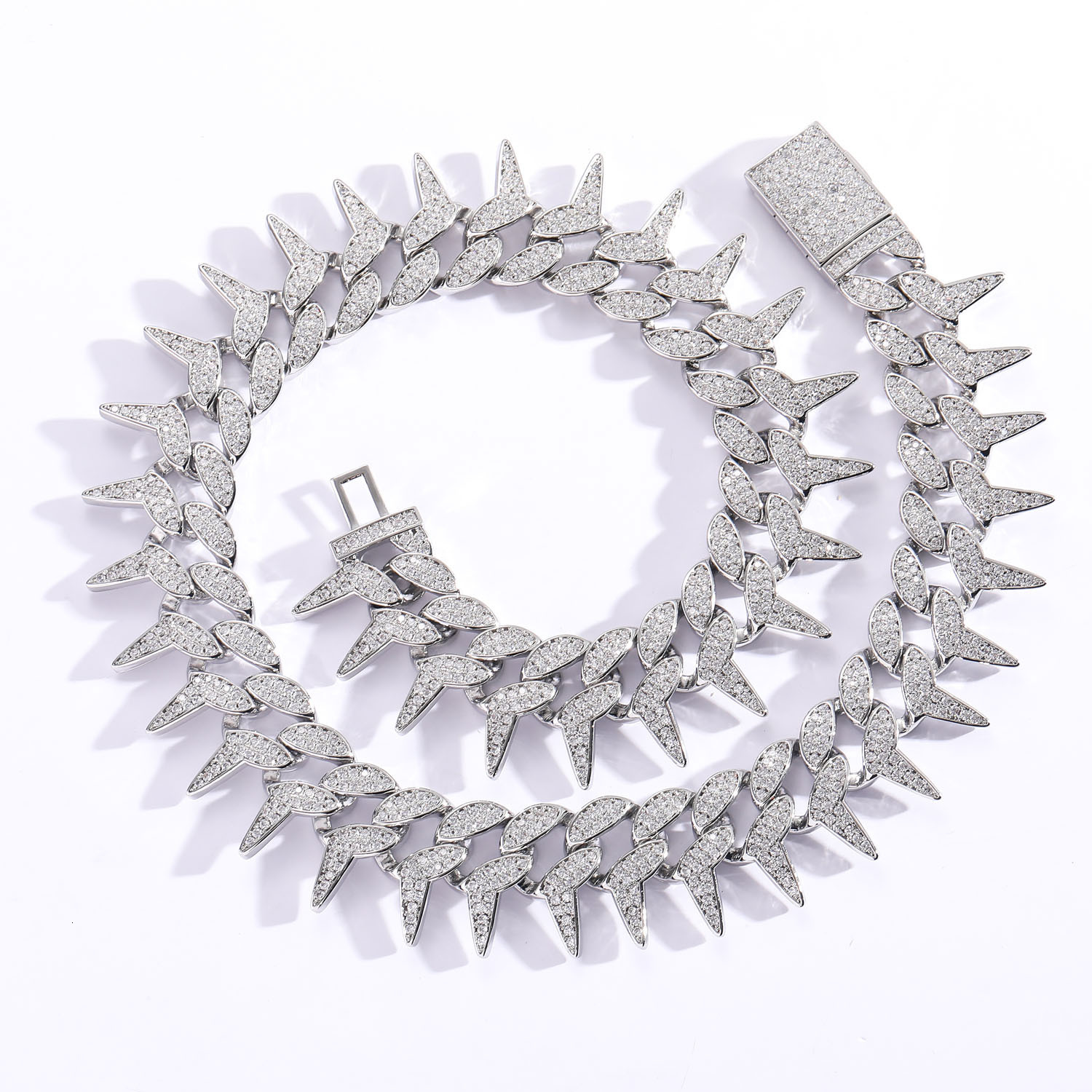 Bold Hip Hop Spike Cuban Chain 18K Gold Iced Out Moissanite Men's Statement Bling Accessory Pass the diamond tester