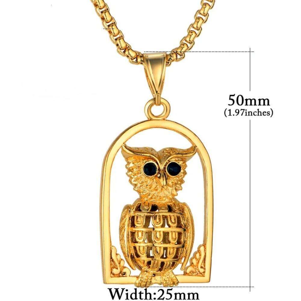 Mens Golden Sier Plated Animal Necklace with Owl Pendant Jewelry Chain for Women Hip Hop Punk Rock Christmas Gift Wholesale Free shipping