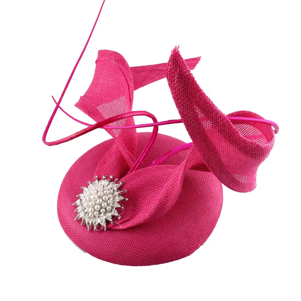Royal Blue Women Fascinator Cocktail Hat Hairbands Mesh Headpiece Imitation Sinamay Millinery Caps Ladies Elegant Accessories250627