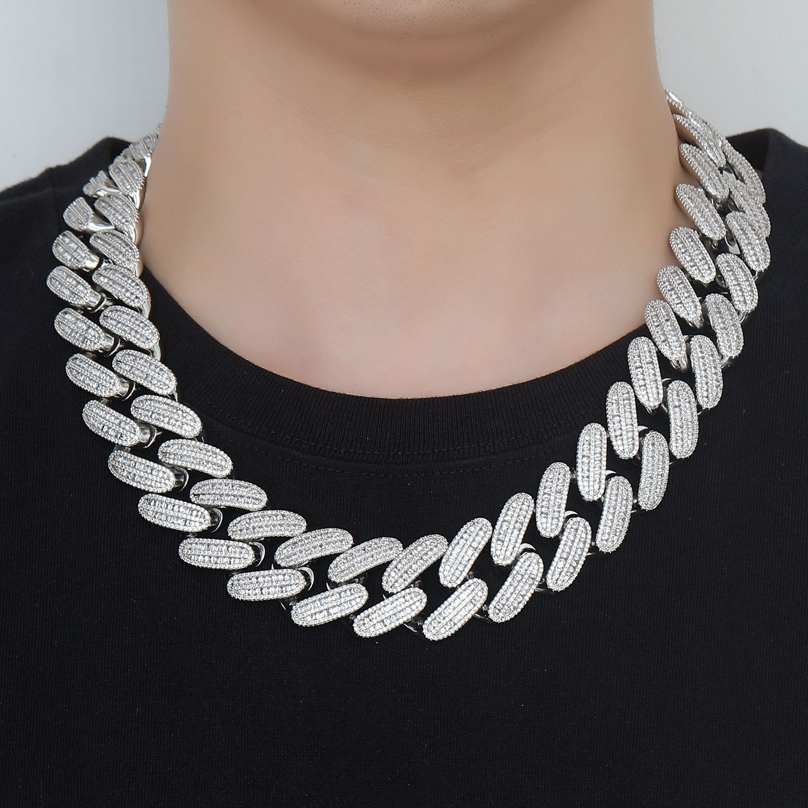26mm Heavy Duty VVS Moissanite Iced Out Cuban Chain Hip Hop Cool Choker Men's Bling Bling Necklace Pass the diamond tester