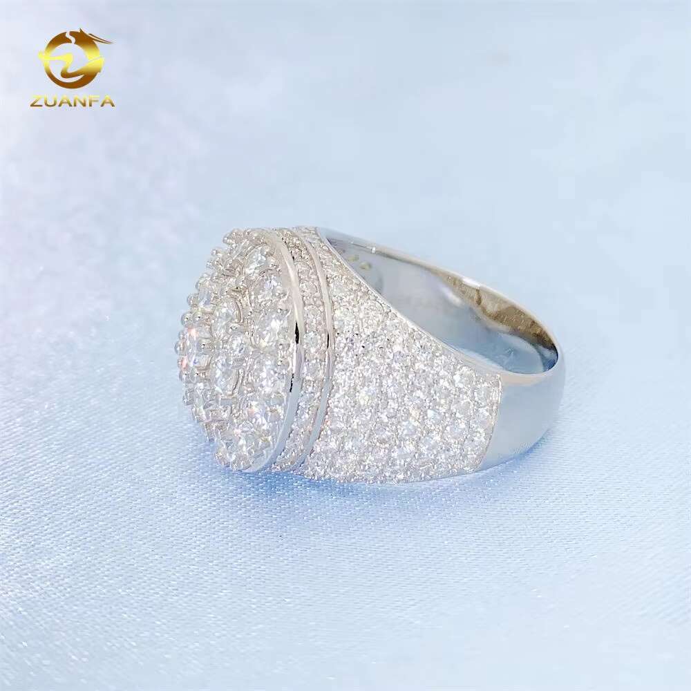 ZUANFA Fashion Jewelry Flower Design Hip Hop Ring 925 Sterling Silver VVS Moissanite Men Women Diamond Ring