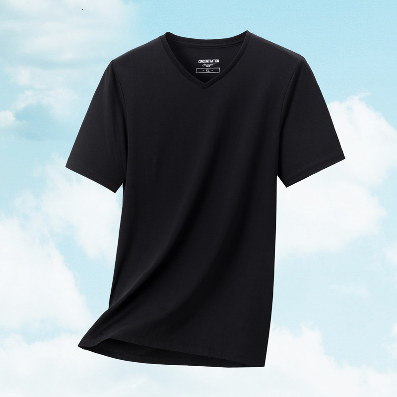 Mercerized Modal Cotton High-End Men's Short Sleeve T-Shirt 2025 Summer New Ice Silk Cool Breathable Quick-Dry Top