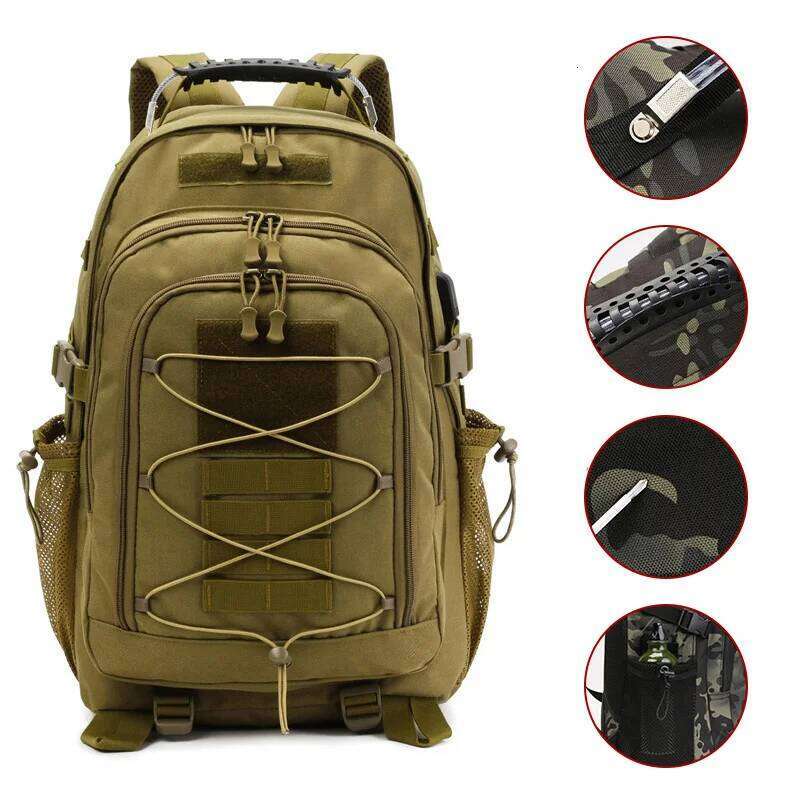 50L Outdoors USB Charging Nylon Multifunctional Tactical Backpacks Trekking Hunting Camping Traveling Rucksack Xm148