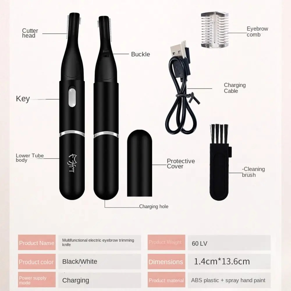Detachable Electric Eyebrow Trimmer Multi-purpose Rotatable Hair Shaving Machine Usb Charging Precision Hair Remove Tools 250627