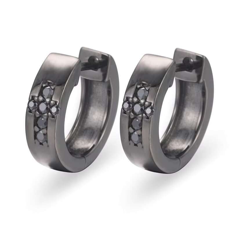 S925 Silver D-Moissanite Earrings All-Match Temperament Black Cross Design Ready Stock for Europe US