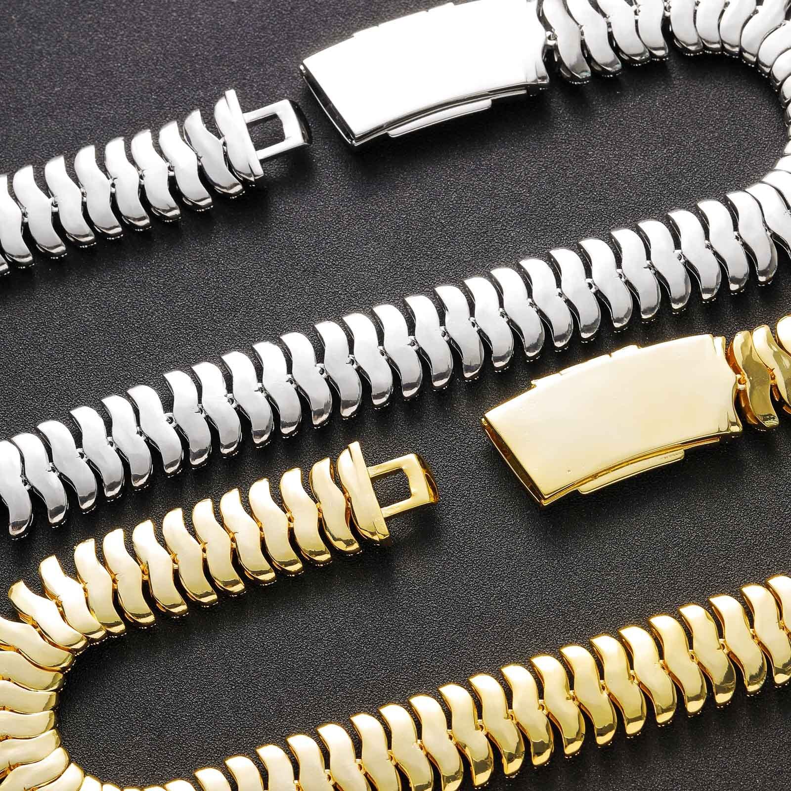 New Arrival Men's 22mm Wide Centipede Chain Micro Paved Diamond Bold Hiphop Statement Bling Bling Necklace Pass the diamond tester
