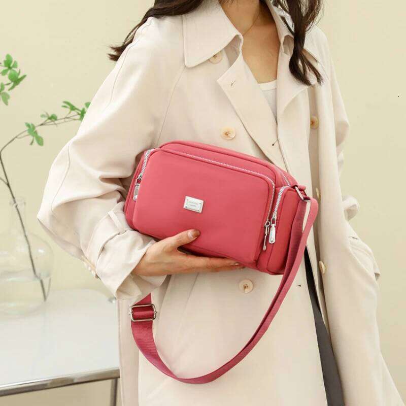New nylon cloth simple fashion wide shoulder strap crossbody bag large capacity lightweight small square bags