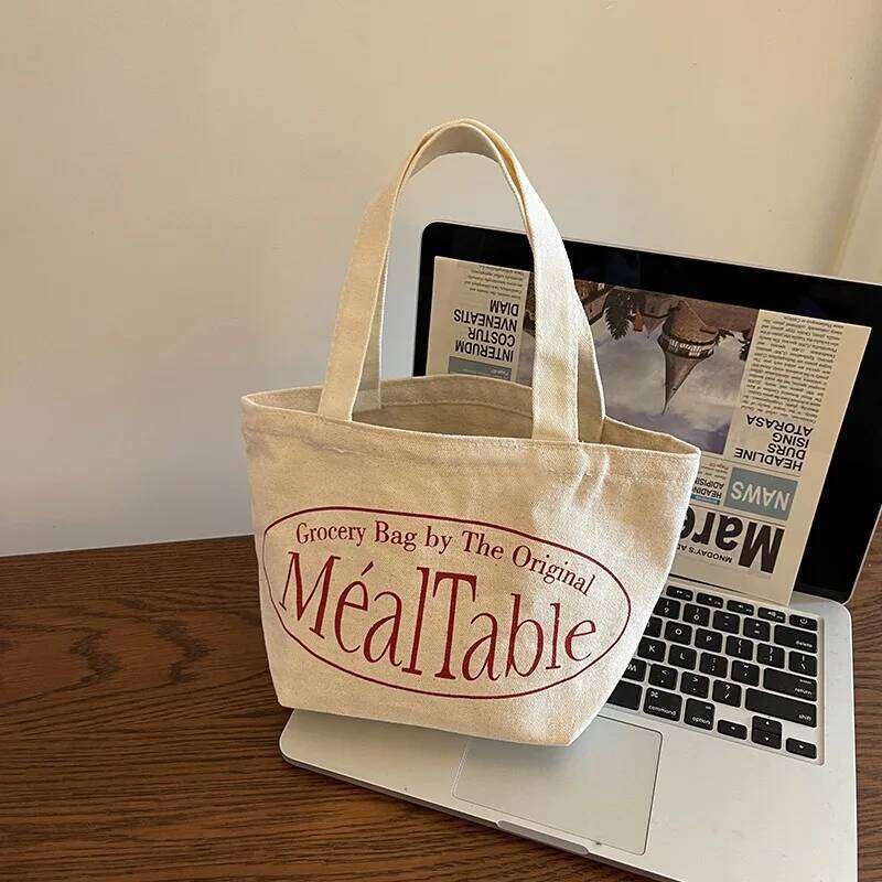 Korean Style INS Spring Retro Red Printed Pouch Tote Letter Hundred Small Handbag Canvas Bag Mini Bags