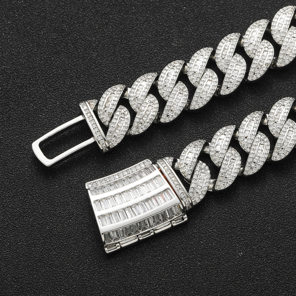 Hip Hop 15mm Miami Cuban Chain VVS Moissanite Iced Out Men's Niche Choker Pass the diamond tester