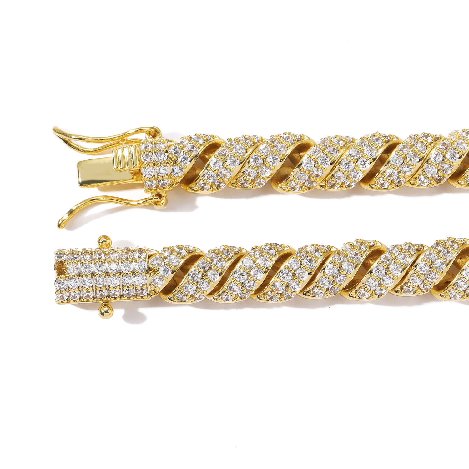 Men's Hip Hop 8mm Twisted Rope Chain Full Iced Out VVS Moissanite Cuban Necklace Pass the diamond tester