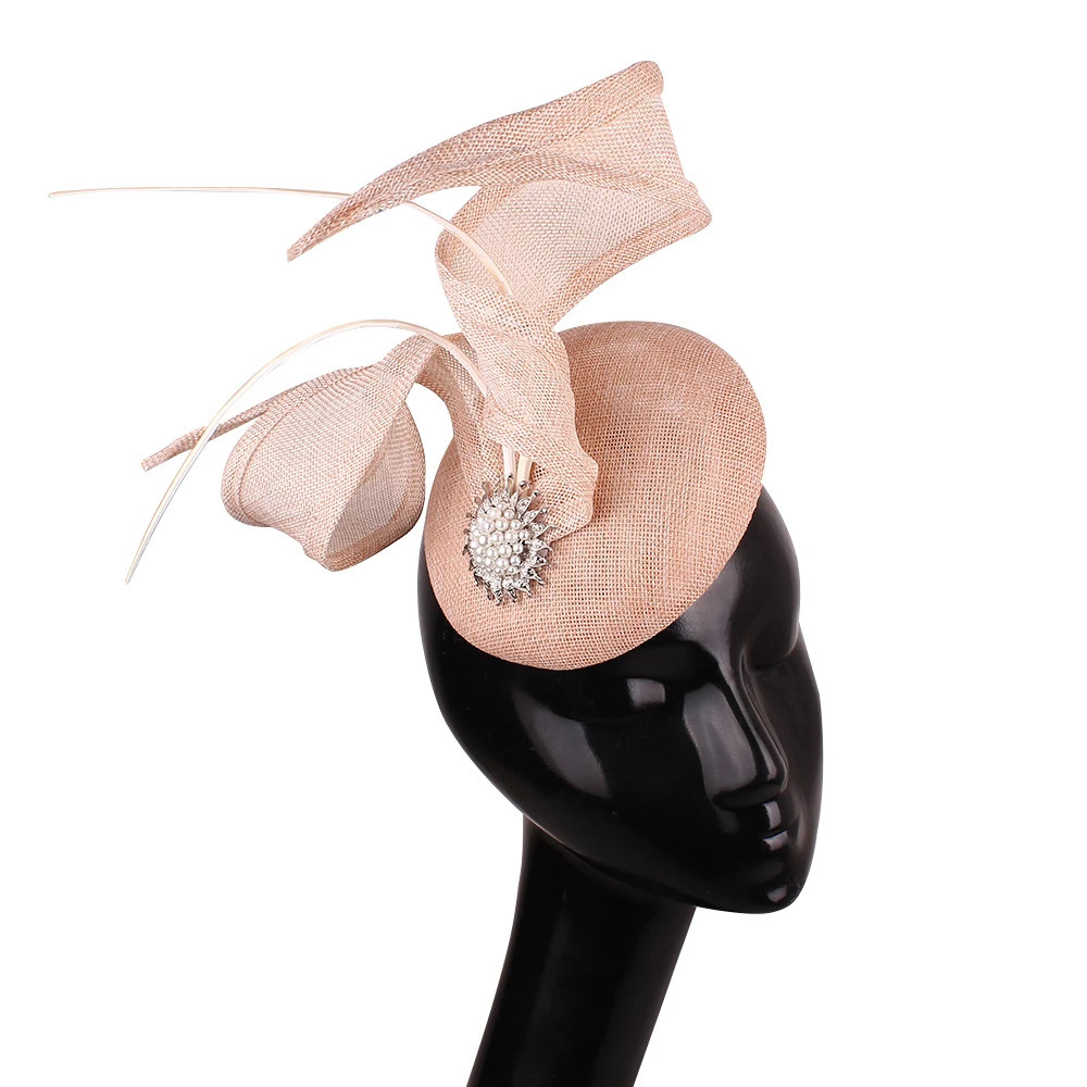 Royal Blue Women Fascinator Cocktail Hat Hairbands Mesh Headpiece Imitation Sinamay Millinery Caps Ladies Elegant Accessories250627