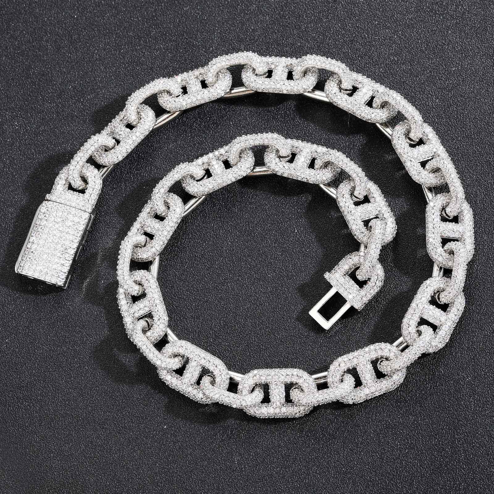 Luxury Jewelry Hip Hop 15mm Box Clasp Stylish Rapper VVS Moissanite Full Iced Out Choker Bling Bling Necklace Pass the diamond tester