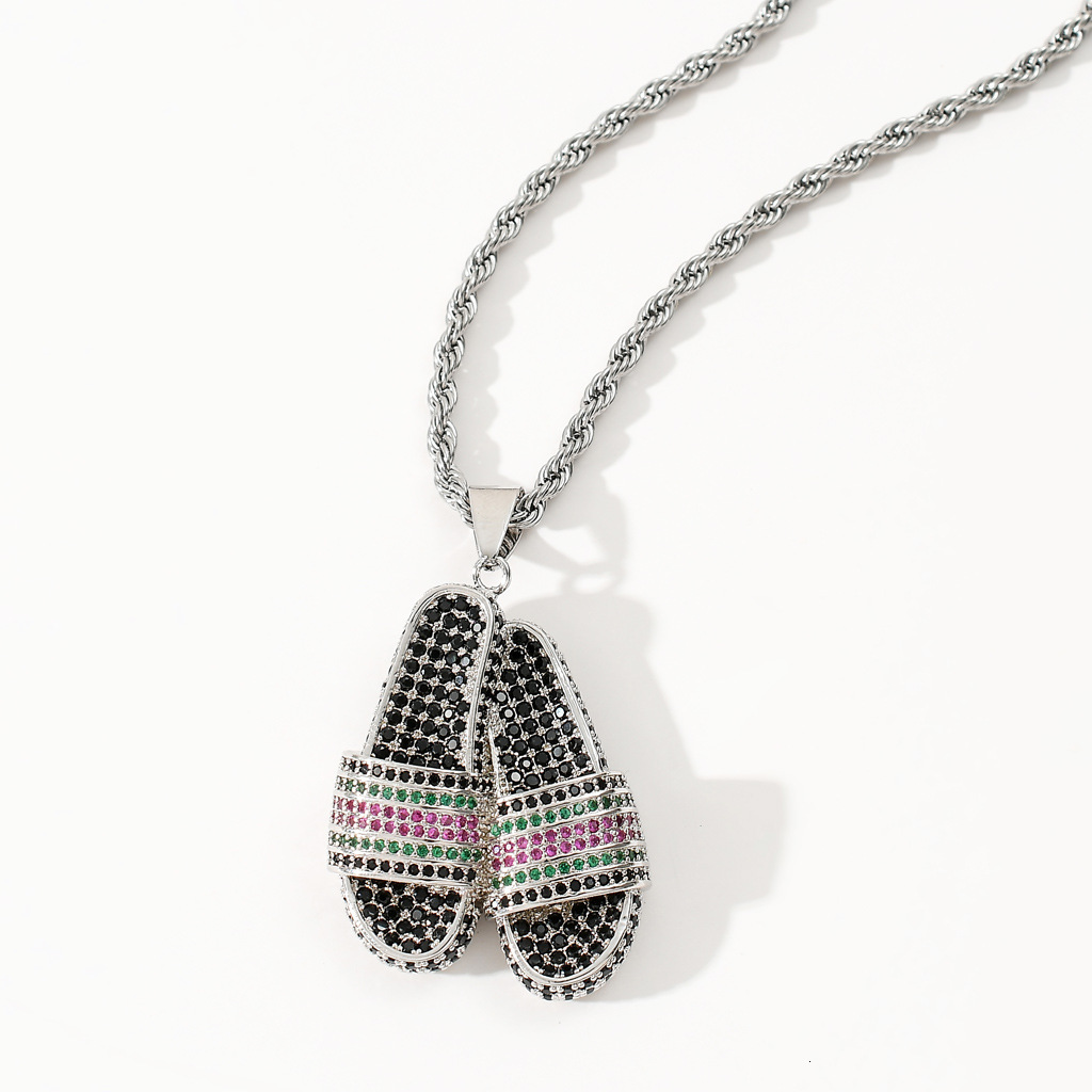 Iced Out Colorful Slipper Pendant Unique Moissanite Unisex Couple Hiphop Jewelry Pass the diamond tester