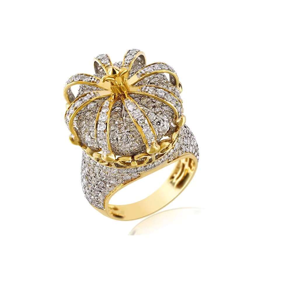 Men Rings Luxury Design Engraved Round Cut 4ct Moissanite Hip Hop Ring Silver 10k 14k Gold 3D Iced Out Crown Ring