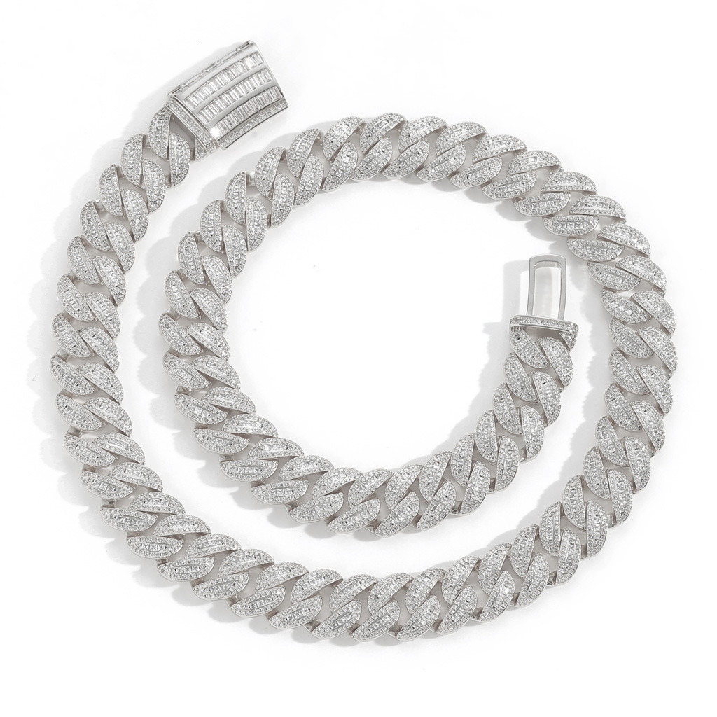Hip Hop 15mm Miami Cuban Chain VVS Moissanite Iced Out Men's Niche Choker Pass the diamond tester