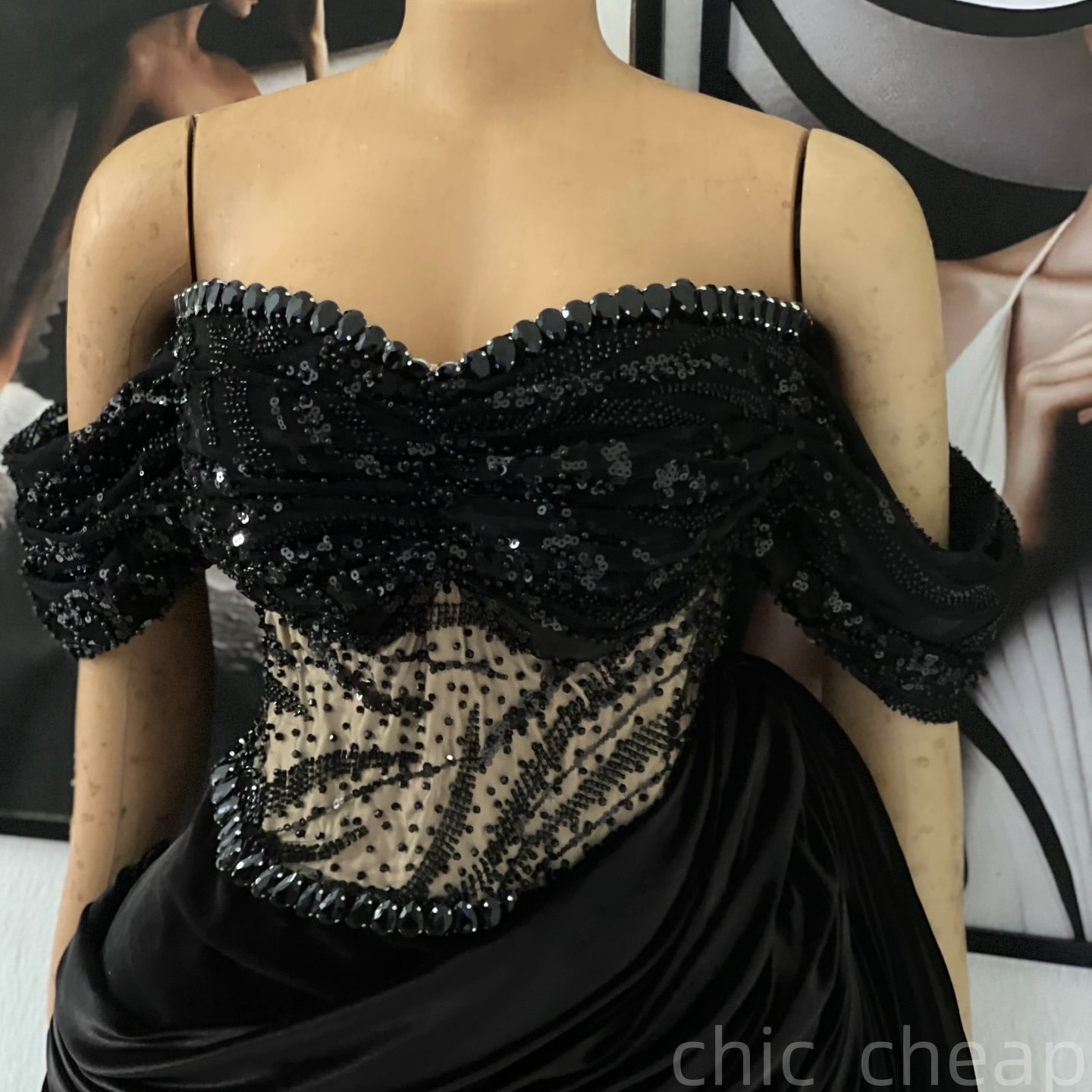 Mermaid Black Prom Dresses 2025 Lace Rhinestones Beaded Velvet Evening Formal Party Second Birthday Engagement Gowns Plus Size Dress For Special Occas