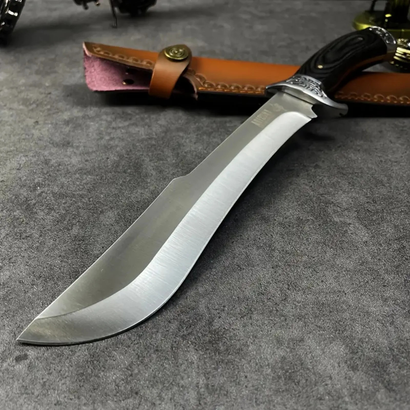A black wooden handle outdoor knife high hardness portable knife fixed blade high quality straight knife suitable for hiking 250628 - view 3