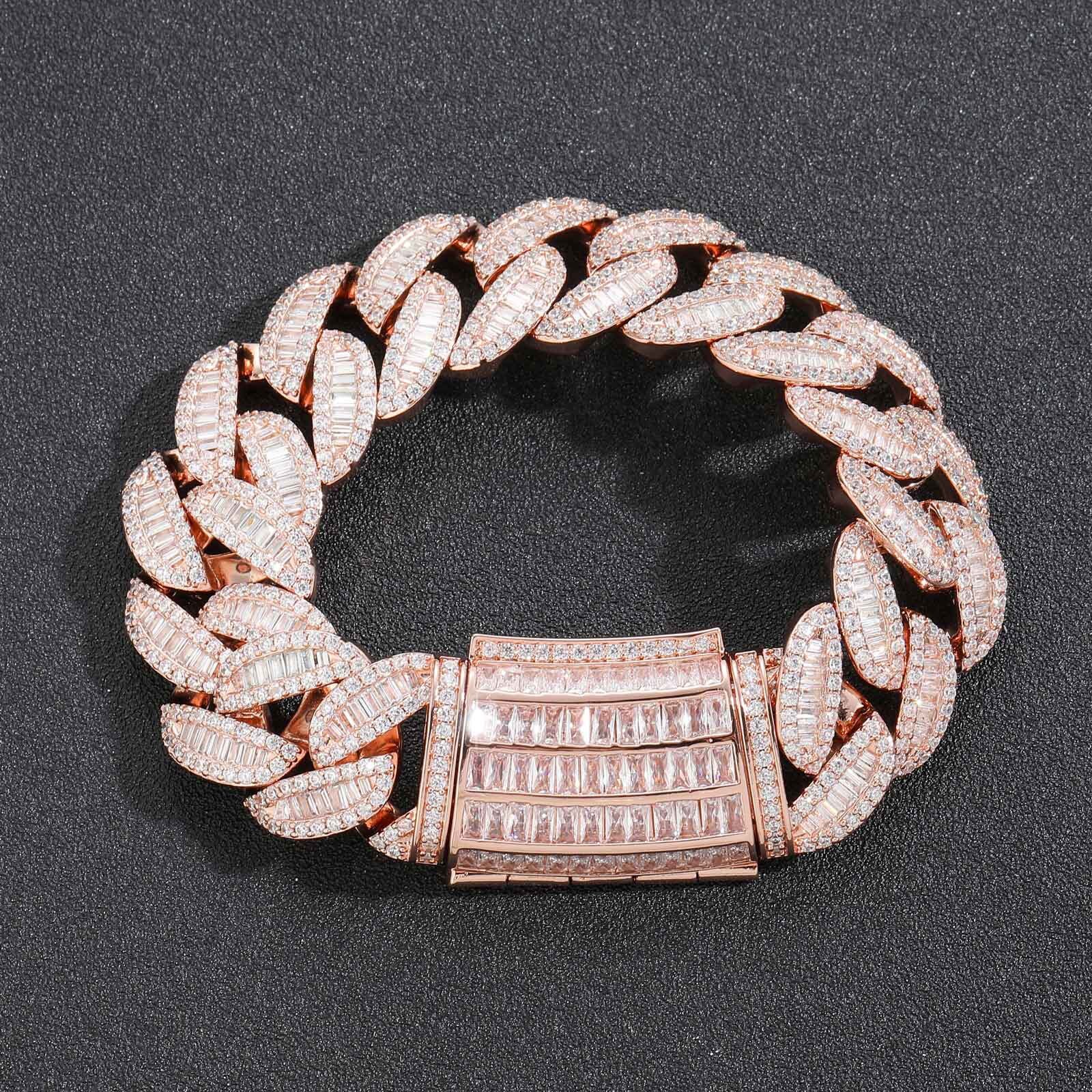 New 20mm Rose Gold Iced Out VVS Moissanite Miami Cuban Chain Heavy Duty Luxury Bling Bling Necklace Pass the diamond tester