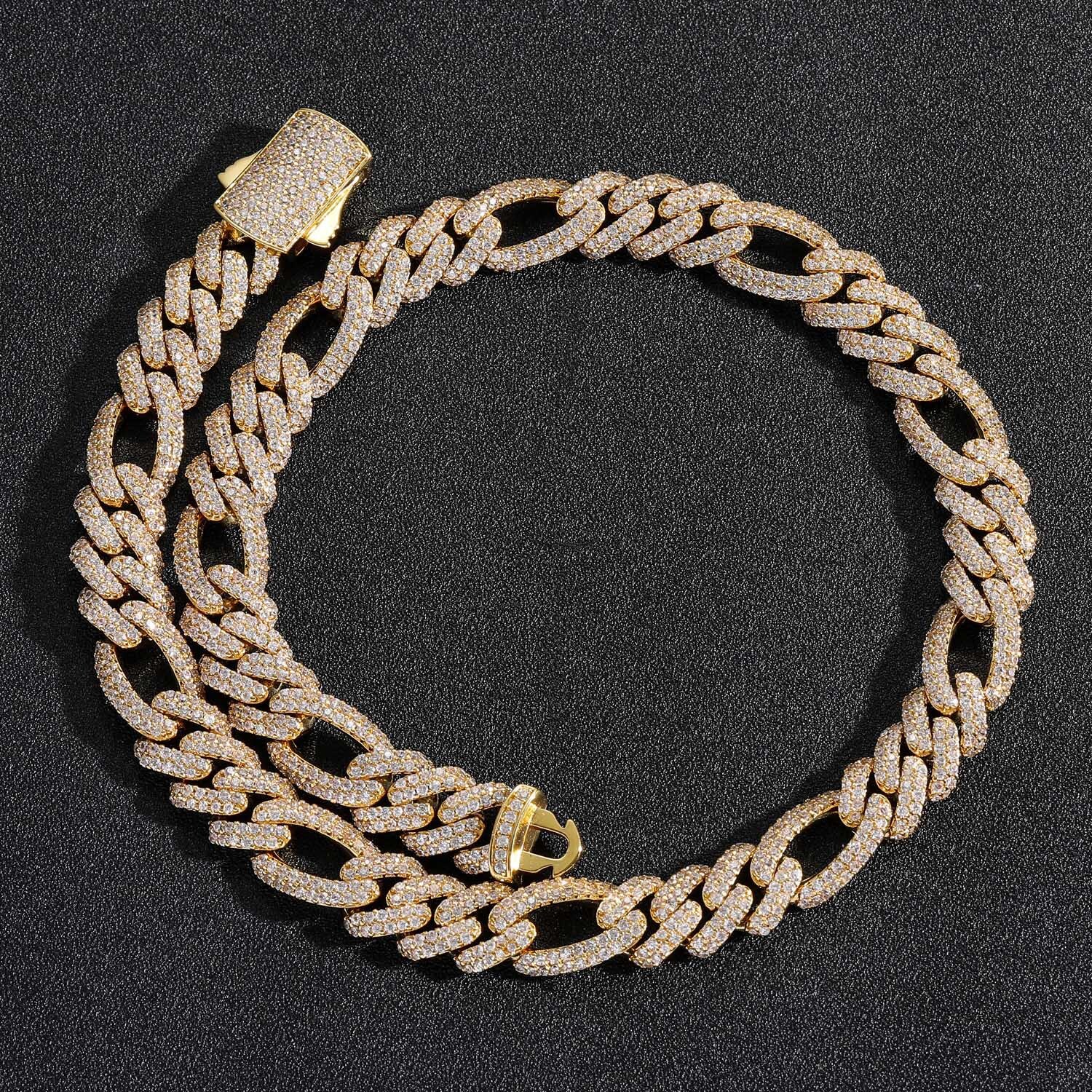 Hiphop Miami Cuban Link Chain 12mm Spring Clasp VVS Moissanite Iced Out Luxury High Quality Jewelry Pass the diamond tester