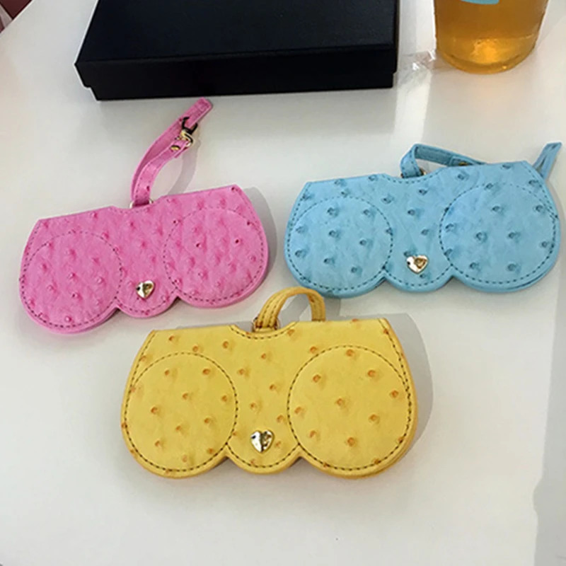 Ostrich Pattern PU Leather Glasses Bag Multi-function Eyeglasses Case Cover Women Sunglasses Storage Protection Ins Eyewear Bags 250626