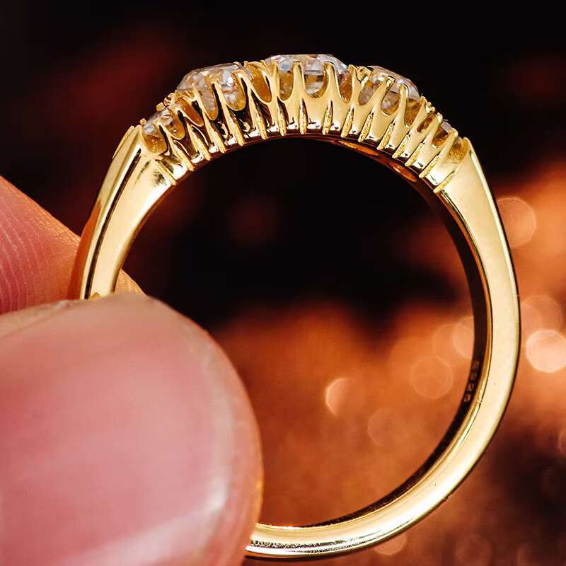 Fine Jewelry Moissanite Rings with Cushion Shape Lab White Moissanite S925 Sliver Yellow Gold Plated Unisex