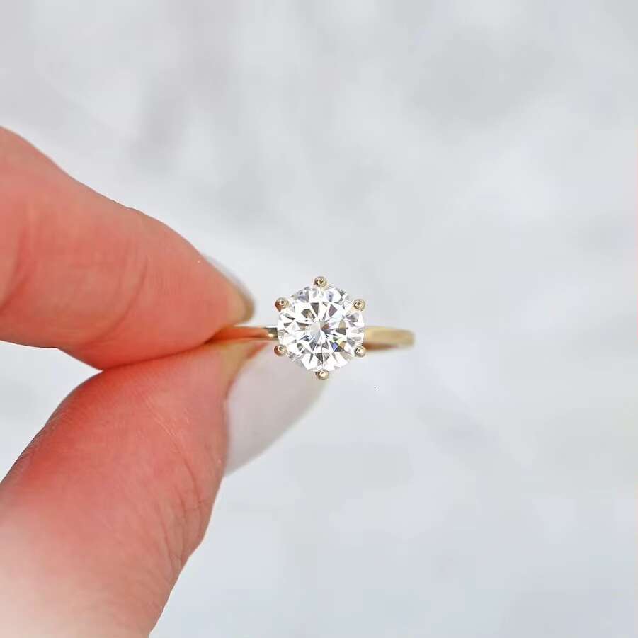 Mind Blowing Natural Moissanite Women Special Ring With 14k Solid Yellow Gold Spicily Made for Women and Bride Girl Special Gift