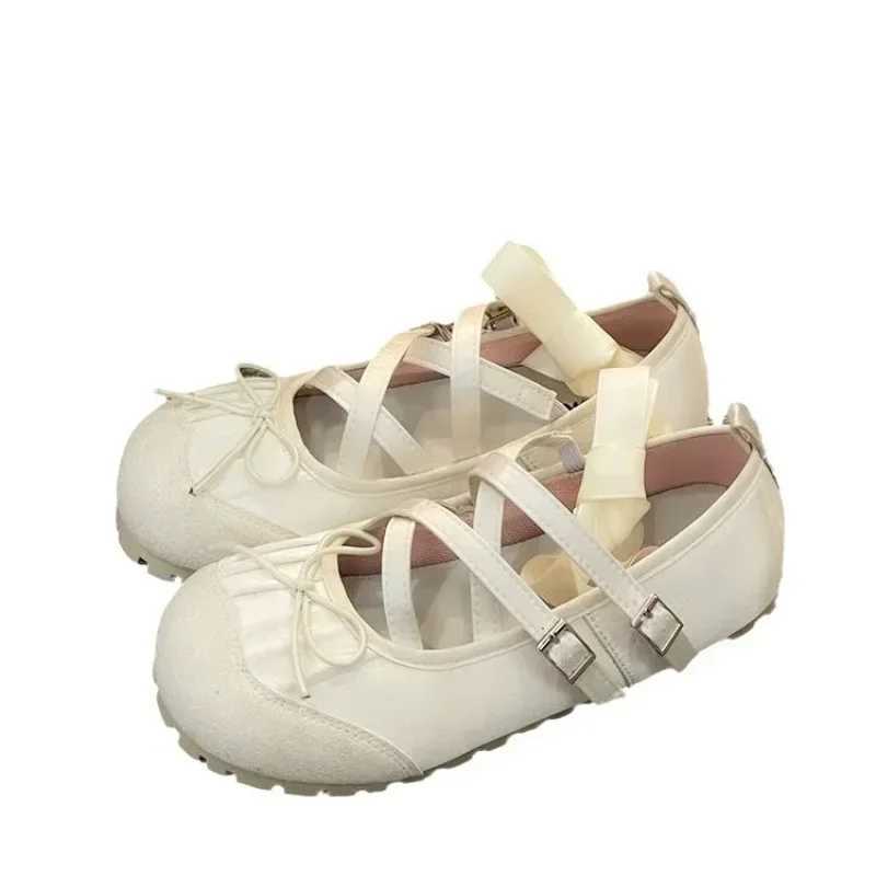 Wen Ballet Flats Shoes Fion Elegant Cross Strap Shoes Ladies Outdoor Dress Flats Fion Shallow Ballerina Shoes Y250629
