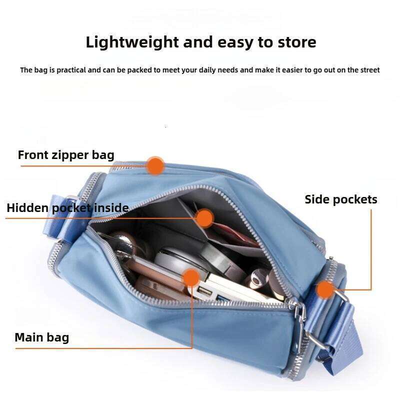 New nylon cloth simple fashion wide shoulder strap crossbody bag large capacity lightweight small square bags