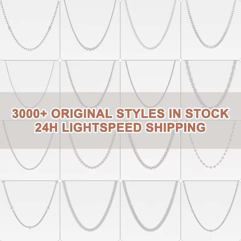 Factory Wholesale 925 Sterling Silver Vvs Moissanite Diamond Tennis Chain Necklace Cuban Link Chain Women Fine Jewelry 3mm 4mm