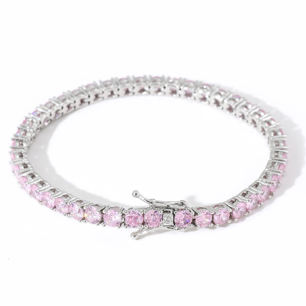 Luxury Jewelry Men's Hip Hop Tennis Chain 4mm Pink Diamond VVS Moissanite Necklace Tennis Chain Bling Bling Necklace Pass the diamond tester
