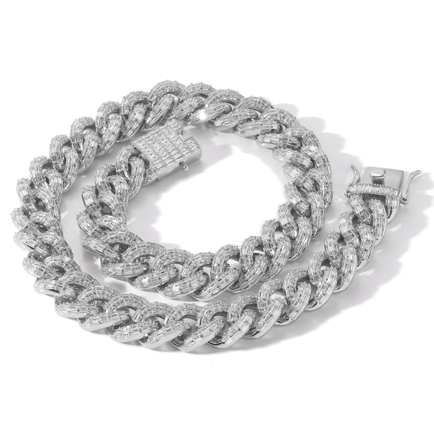 Minimalist Hip Hop 16mm Cuban Chain T Square Bling Bling Necklace Punk Style Pass the diamond tester