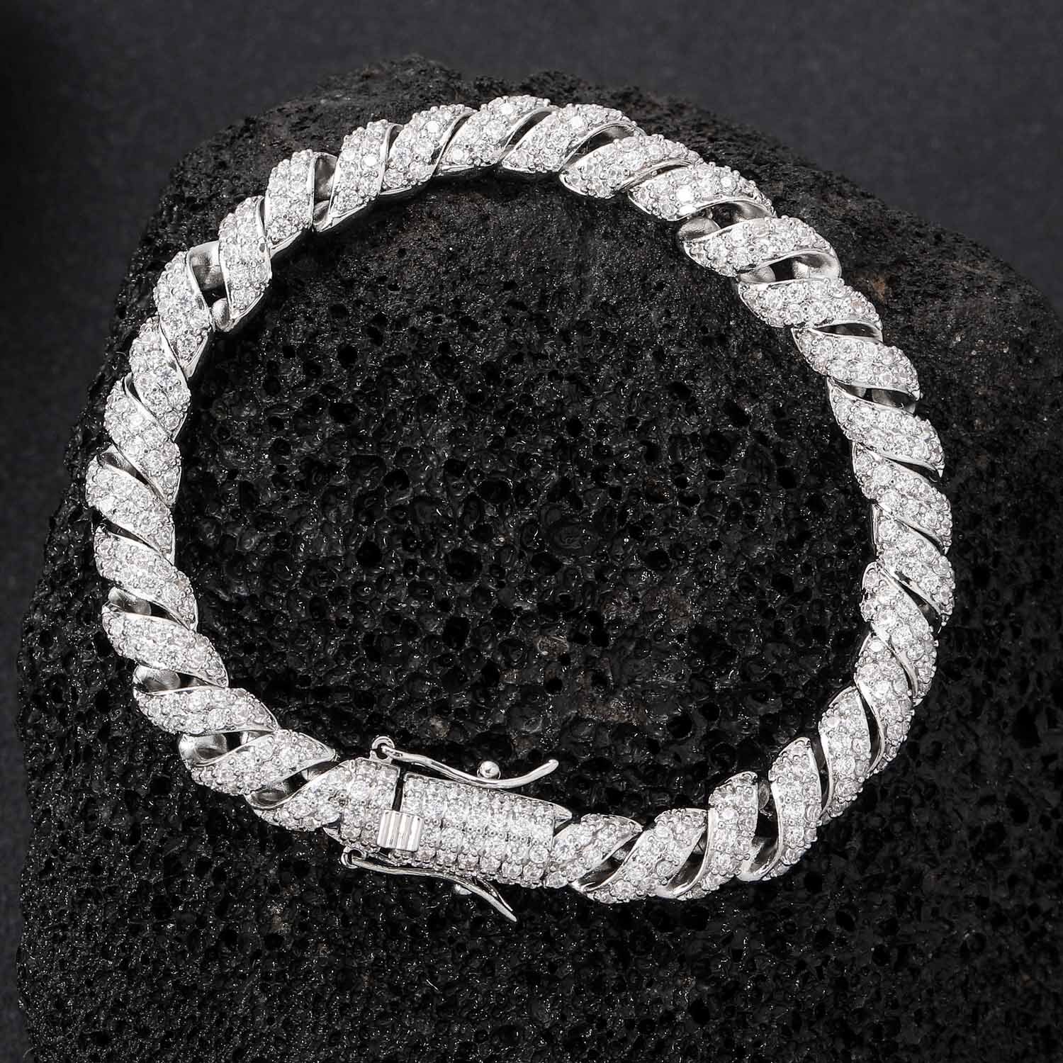 Men's Hip Hop 8mm Twisted Rope Chain Full Iced Out VVS Moissanite Cuban Necklace Pass the diamond tester