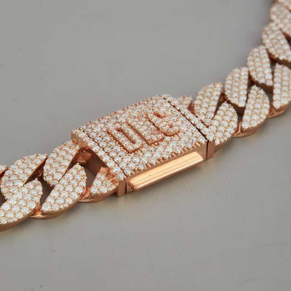 Fully Iced Out 18k Yellow Gold Plated 18 Stainless Steel Moissanite Diamond Hip Hop Chain Necklace Luxury Jewelry