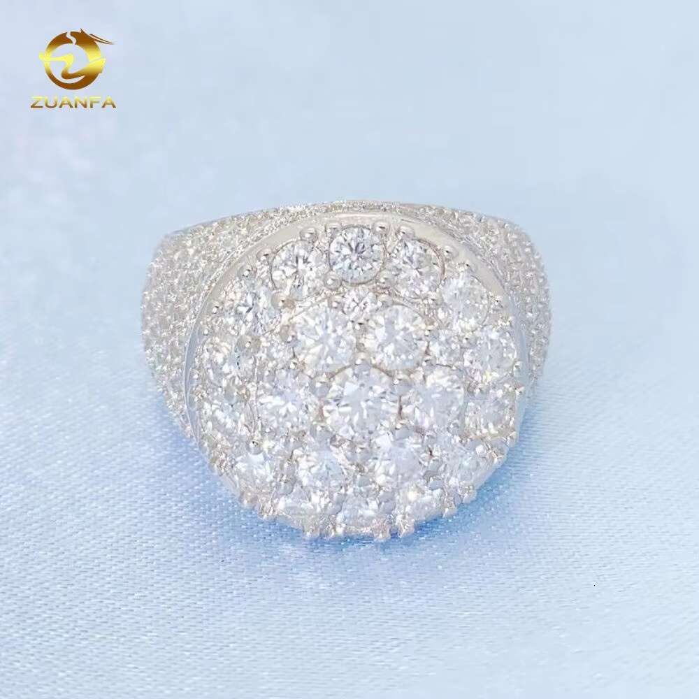 ZUANFA Fashion Jewelry Flower Design Hip Hop Ring 925 Sterling Silver VVS Moissanite Men Women Diamond Ring